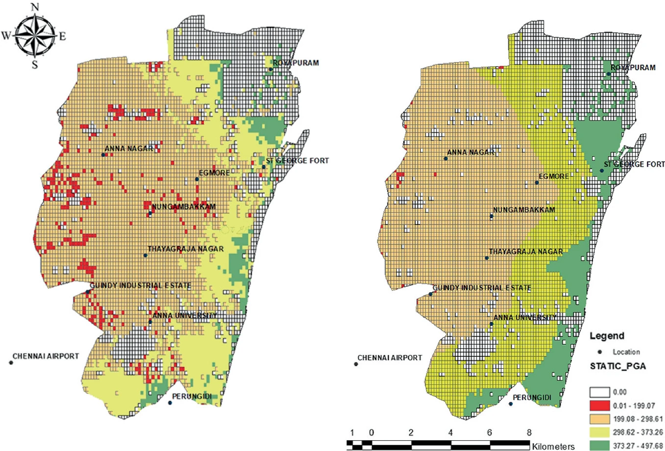 Vbdesign versus Vbpga for 1 storey buildings (left) and 5 storey buildings (right)